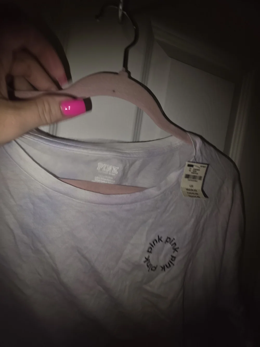 Nwt PINK Victoria's Secret Pastel Tie-Dye Long Sleeve Top Size L Laege